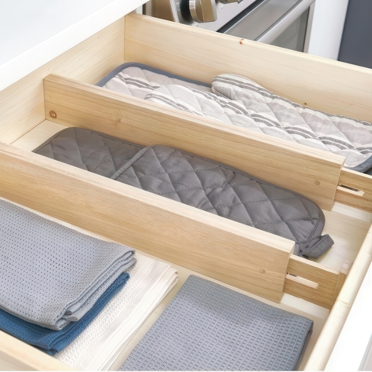 Lådavdelare i trä, Justerbara, 2 st, PAULOWNIA ECO WOOD DIVIDERS, 42 -