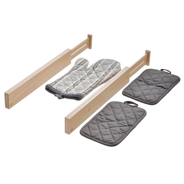 Lådavdelare i trä, Justerbara, 2 st, PAULOWNIA ECO WOOD DIVIDERS, 42 - 57 x H 6,4 cm, Natur