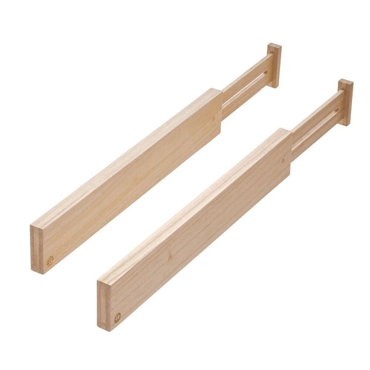 Lådavdelare i trä, Justerbara, 2 st, PAULOWNIA ECO WOOD DIVIDERS, 42 - 57 x H 6,4 cm, Natur