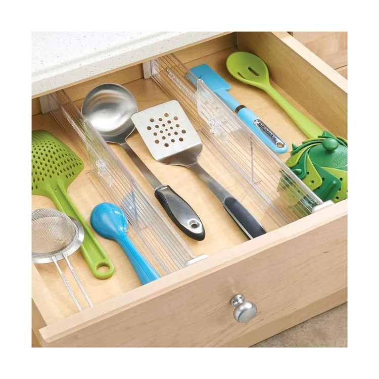 Lådavdelare, Anpassningsbara, Höga, 2 st, ADJUSTABLE DRAWER DIVIDERS, 33,7 - 51,4 x H 10,2 cm, Transparent