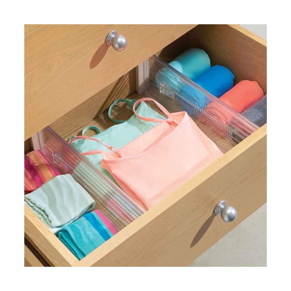 Lådavdelare, Anpassningsbara, Höga, 2 st, ADJUSTABLE DRAWER DIVIDERS, 33,7 - 51,4 x H 10,2 cm, Transparent