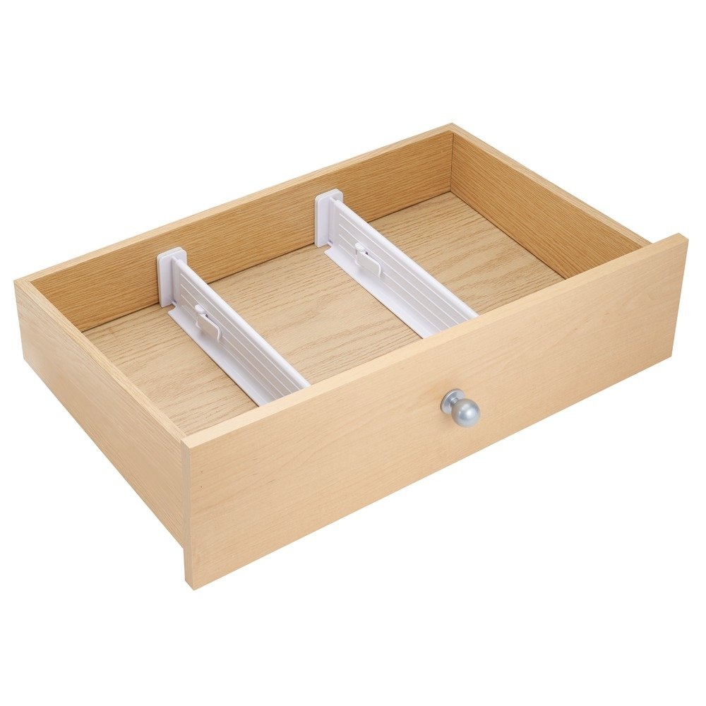 Lådavdelare, anpassningsbara, låga, 2 st, ADJUSTABLE DRAWER DIVIDERS, 35 - 53 x H 6 cm, Vita