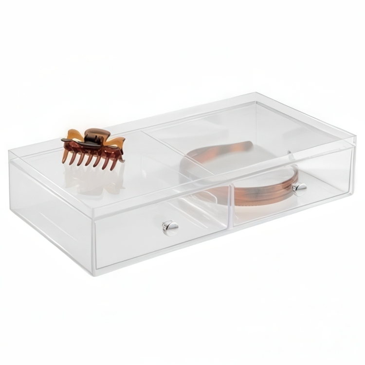 Lådförvaring, 2 lådor, ID CLARITY WIDE VANITY DRAWER, 33 x 16,5 x H 7,6 cm, Klar 