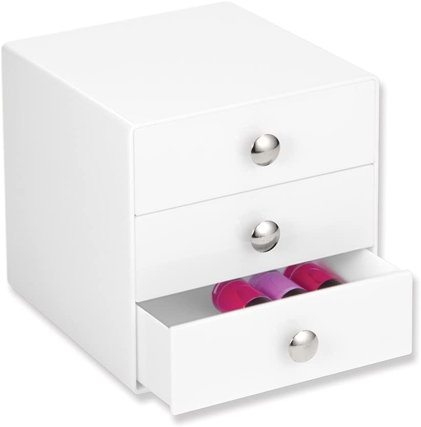 Lådförvaring, 3 lådor, ID VANITY DRAWER, 16,5 x 16,5 x H 16,5 cm, Vit