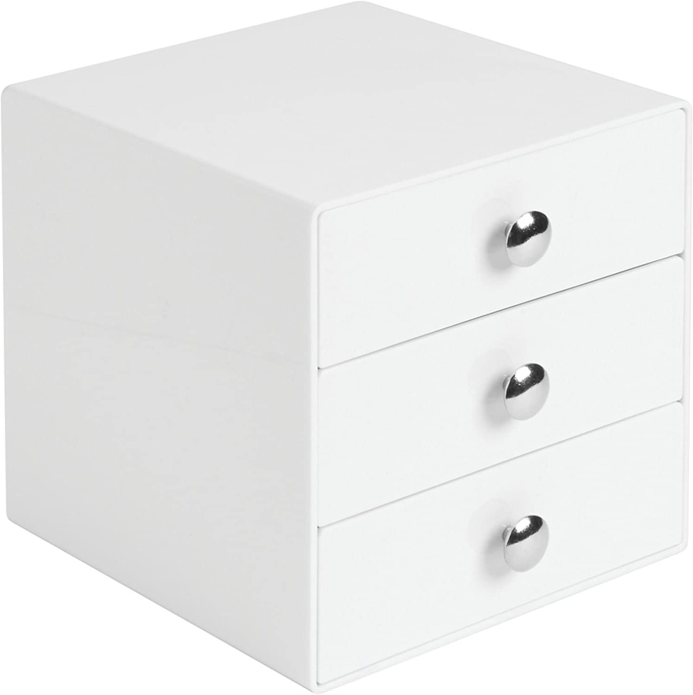Lådförvaring, 3 lådor, ID VANITY DRAWER, 16,5 x 16,5 x H 16,5 cm, Vit