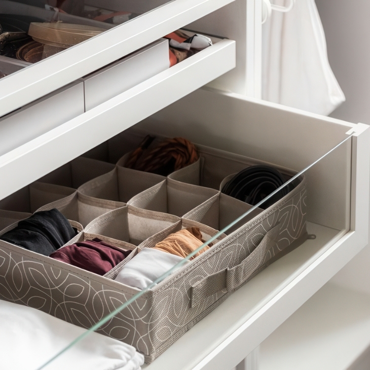 Lådindelning 16 fack, BALANCE ORGANISER, 31 x 31 x H8,5 cm, Beige