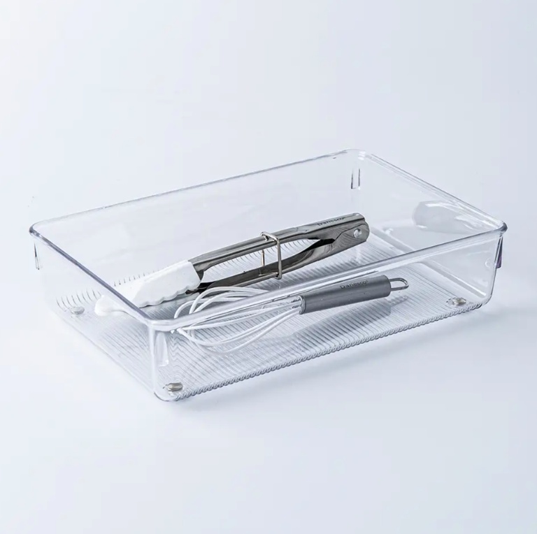 Lådinsats / förvaringsbricka, LINUS SHALLOW MEDIUM, 22,9 x 15,2 x H 5,1 cm, Transparent