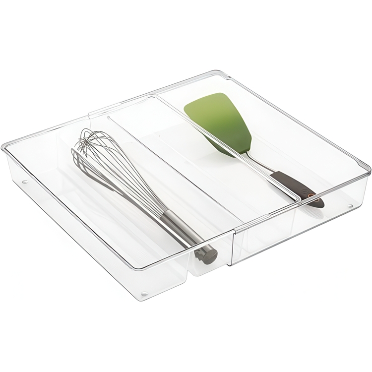 Lådinsats för redskap, Expanderbar, LINUS GRAND UTENSILS, 40,6~57 x 30,5 x H 7,6 cm, Transparent