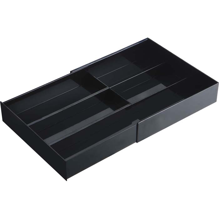 Lådinsats med extra bricka, TOWER EXPANDABLE, 25 ~ 45 x 25 x H 5,5 cm, Yamazaki, Svart