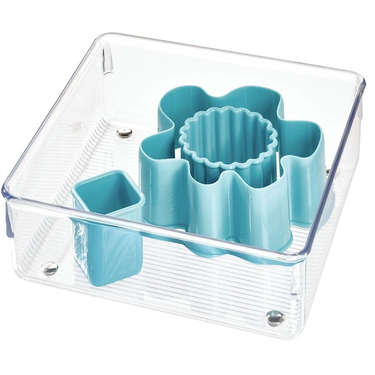 Lådinsats, Fyrkantig, LINUS SHALLOW MEDIUM, 16,3 x 16,3 x H 5,1 cm, Transparent