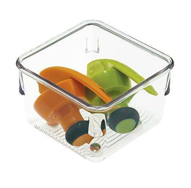 Lådinsats, Fyrkantig, Liten, LINUS SHALLOW SMALL, 8,1 x 8,1 x H 5,1 cm, Transparent