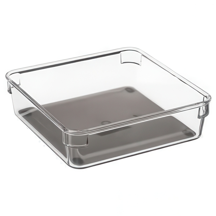 Lådinsats, Fyrkantig, TIDY SMART ORGANIZER, 16 x 16 x H 4,5 cm, Klar / Mörkgrå