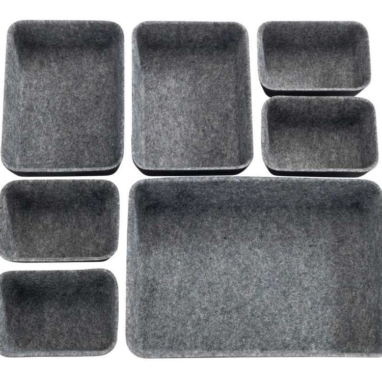 Lådinsatser i återvunnen polyesterfilt, Set med 7 st, FELT DRAWER ORGANIZERS, Grå