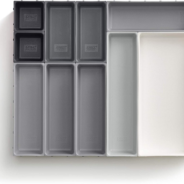 Lådinsatser, Set med 10 st, BLOX LARGE DRAWER ORGANISER, Joseph Joseph, Grå / Vit