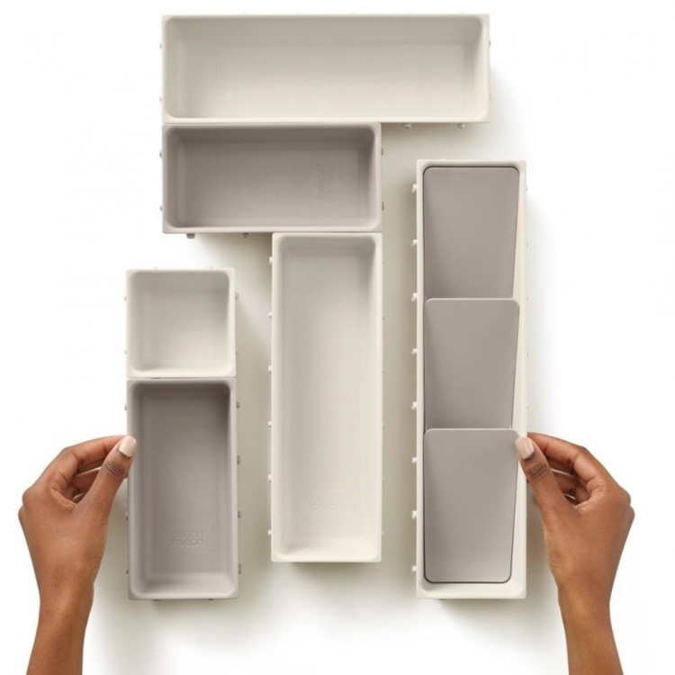 Lådinsatser, Set med 7 st, VIVA DRAWER ORGANISER, Joseph Joseph, Benvit