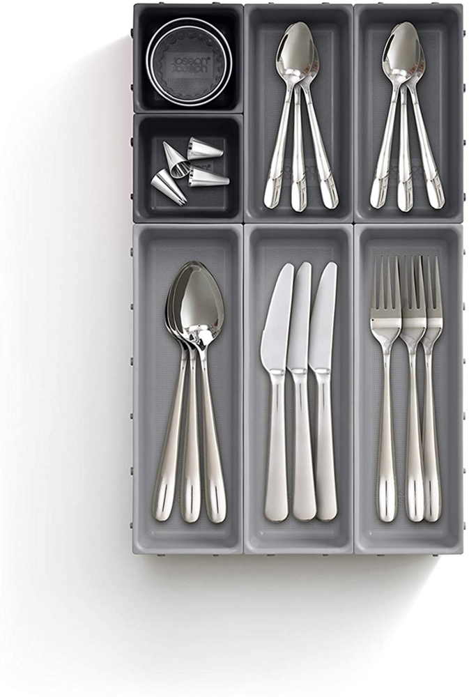 Lådinsatser, Set med 7st, BLOX SMALL DRAWER ORGANISER, Joseph Joseph, Grå