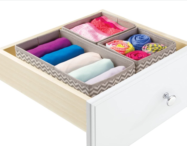 Lådor för sortering, 3 st, CHEVRON ACCESSORY ORGANISER, Grå / Beige