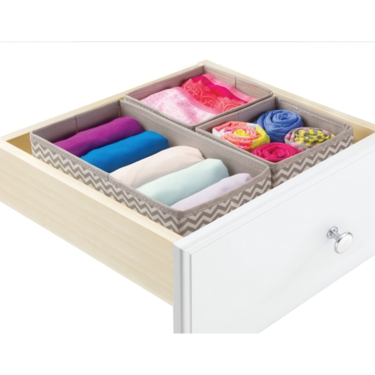 Lådor för sortering, 3 st, CHEVRON ACCESSORY ORGANISER, Grå / Beige