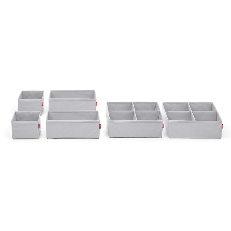 Lådor i tyg för sortering, Set med 6 st, PREMIUM DRAWER ORGANIZERS , Grå