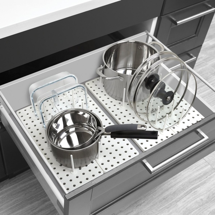 Lådorganiserare, 2 st, Justerbara, PEGGY, Umbra, Vit