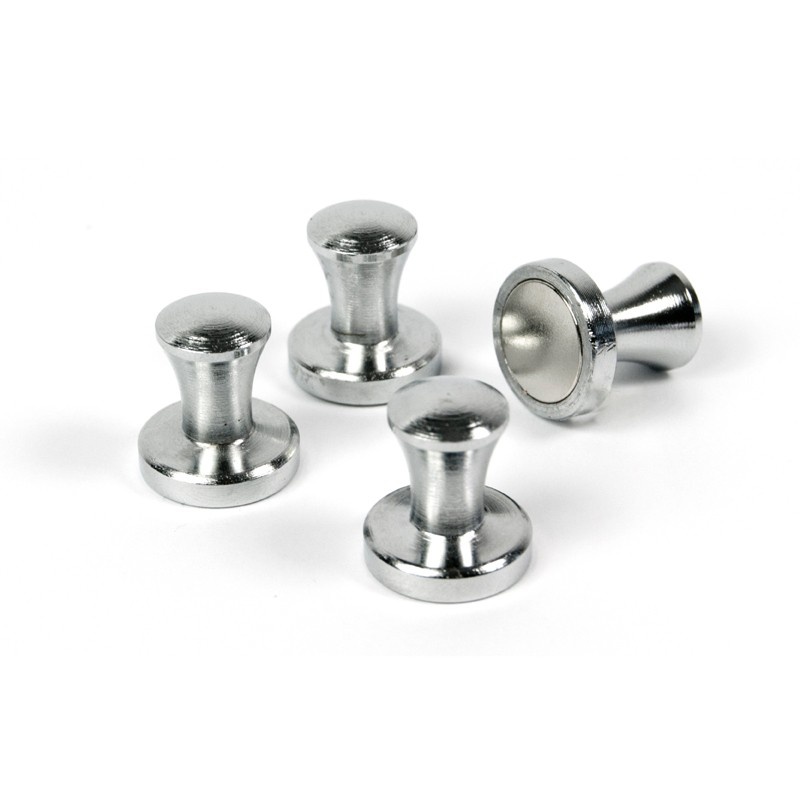 Magneter / krokar, Superstarka, 4 st, MINI-MAX, Ø 1,4 x H 1,5 cm, Silver