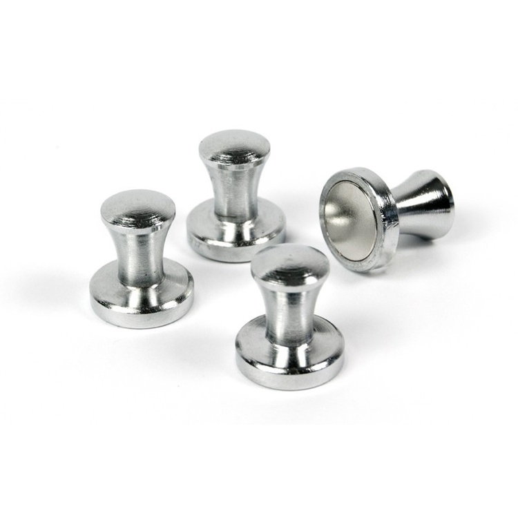Magneter / krokar, Superstarka, 4 st, MINI-MAX, Ø 1,4 x H 1,5 cm, Silver