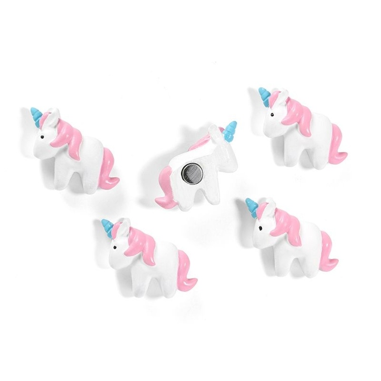 Magneter enhörningar, UNICORN 5 st, Vit / Rosa