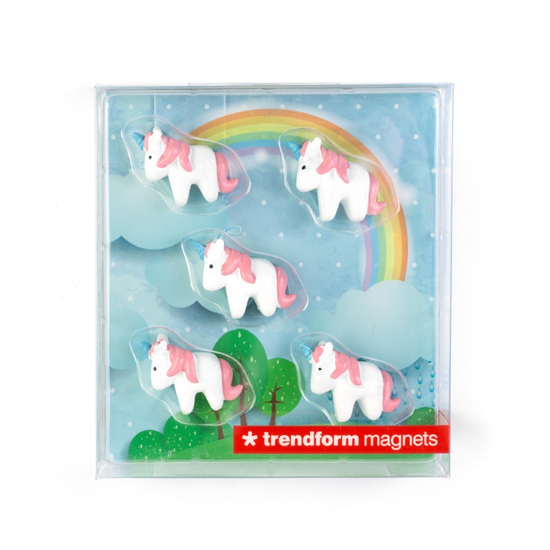 Magneter enhörningar, UNICORN 5 st, Vit / Rosa