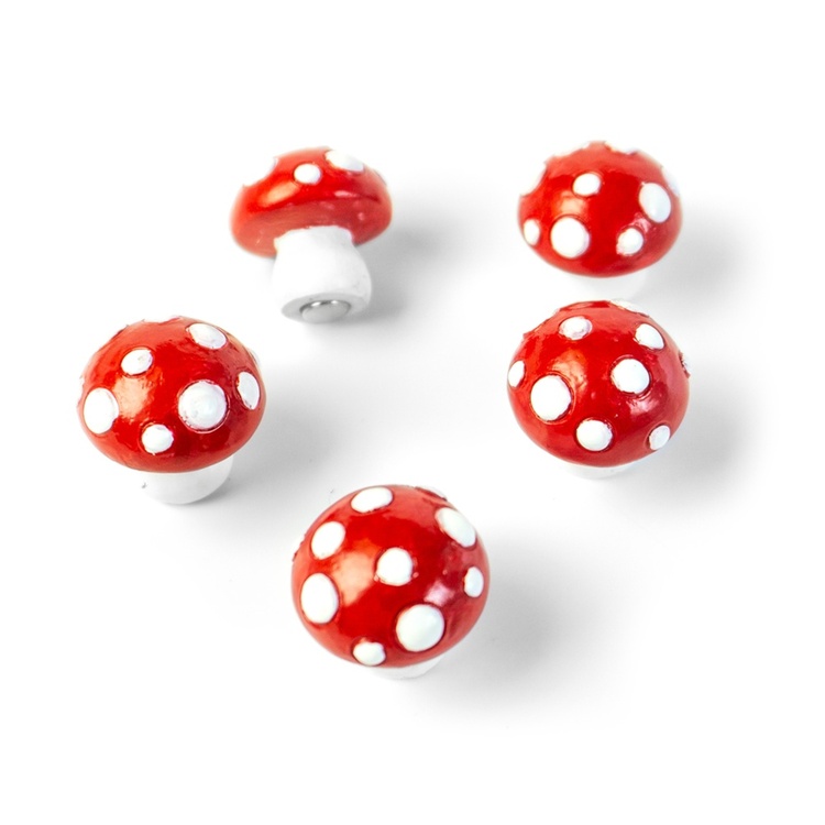 Magneter Flugsvampar, 5 st,  MUSHROOM, Röd / Vit