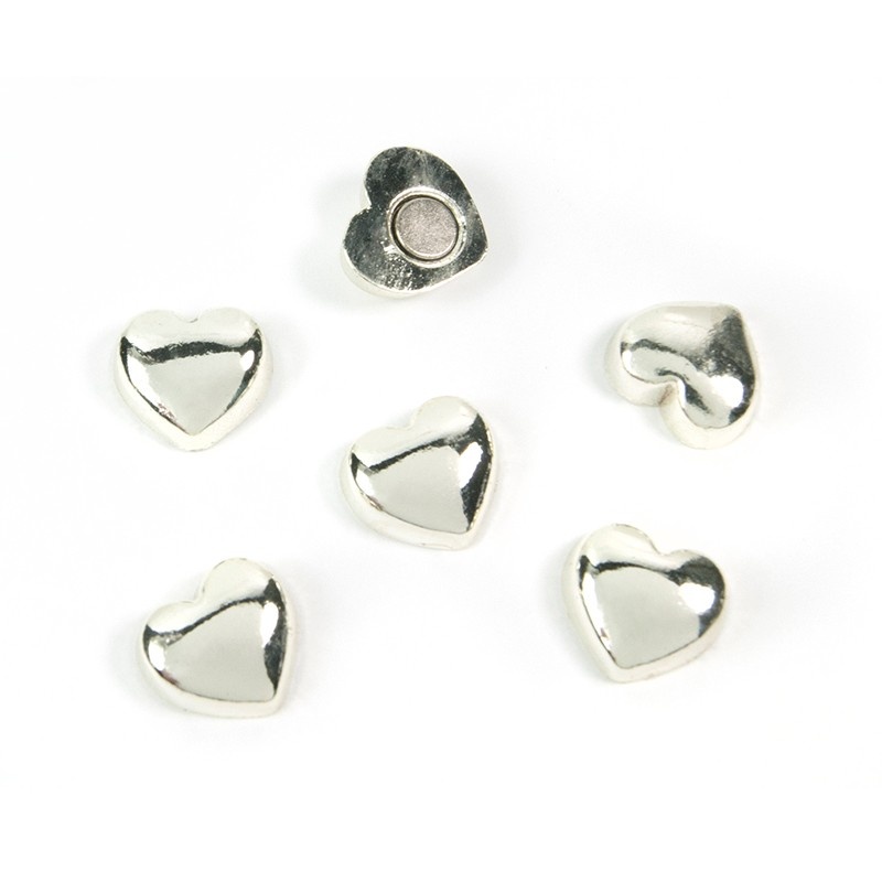 Magneter hjärtan, 6 st, SWEETHEART, Silver