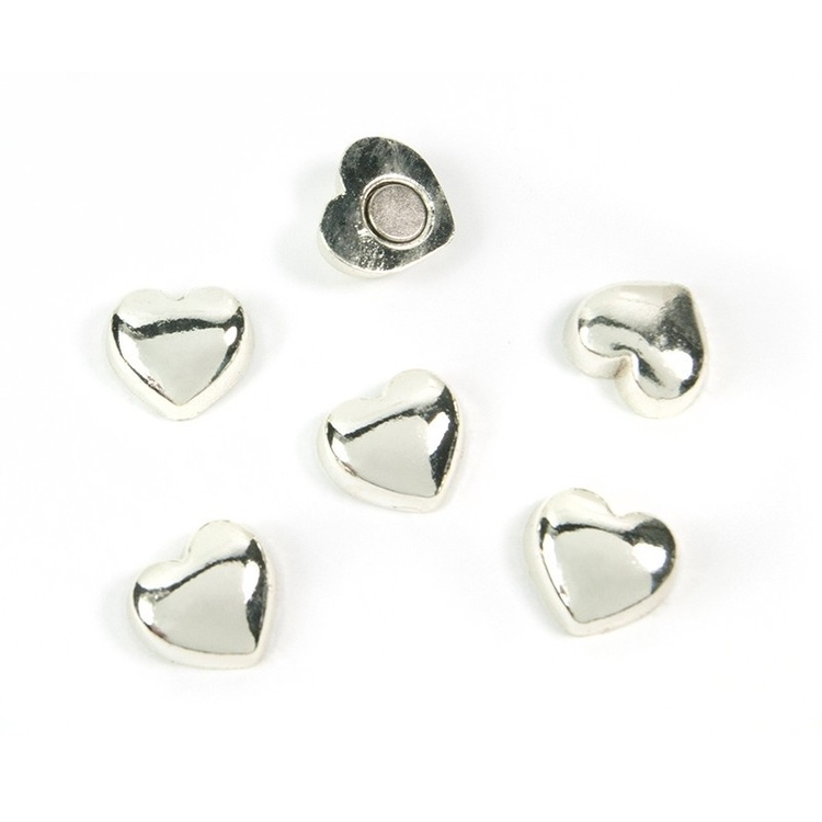 Magneter hjärtan, 6 st, SWEETHEART, Silver