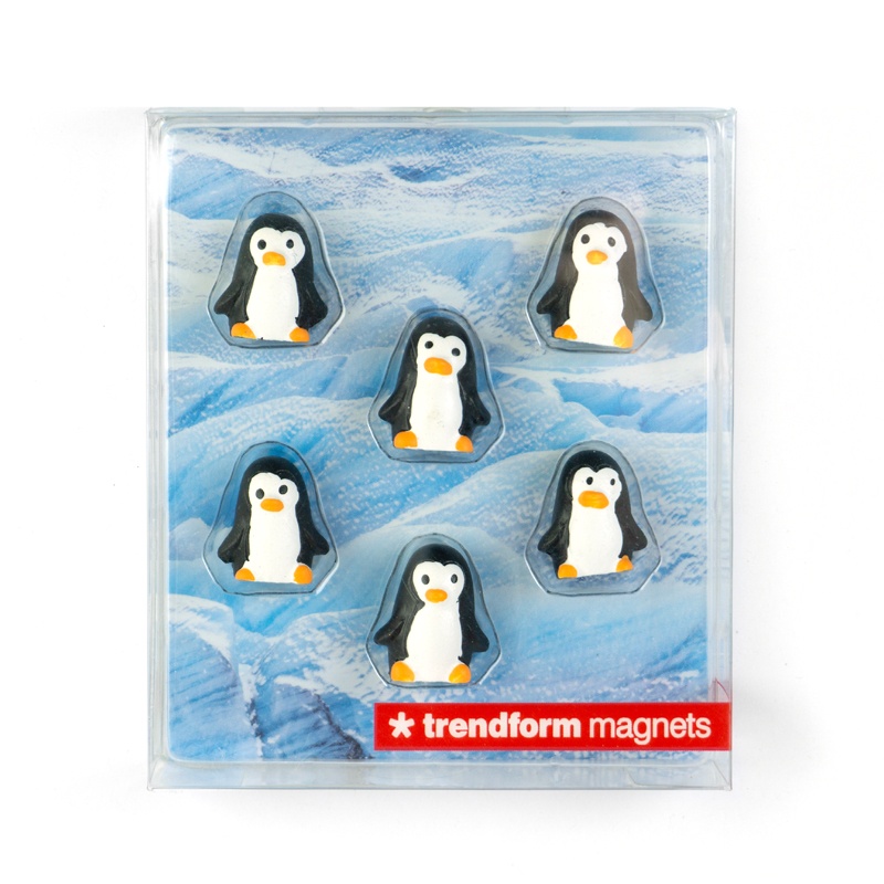Magneter i form av pingviner, PINGU, 6 st, Svart / Vit
