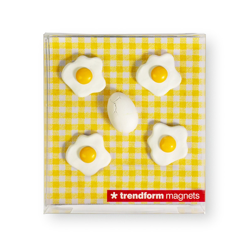 Magneter i form av ägg, 5 st, EGG, Vit / Gul
