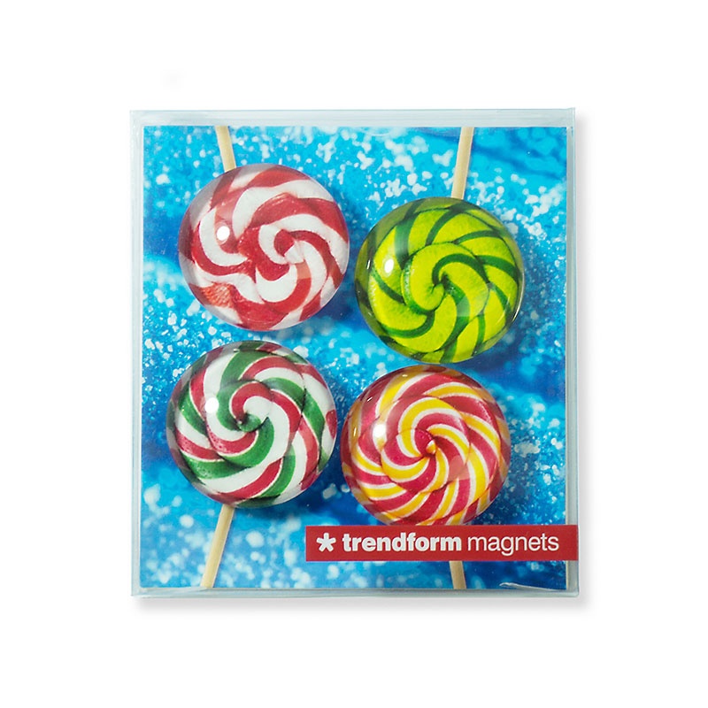 Magneter i glas, LOLLIPOP, Ã˜3,5 cm, 4 stycken, Mix