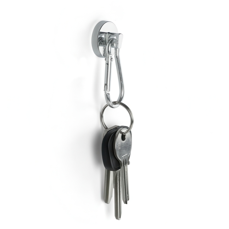 Magneter med karbinhake, 2 st, SNAP, superstark, Silver