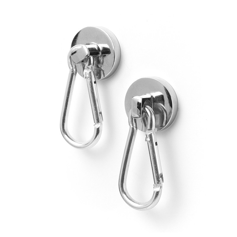 Magneter med karbinhake, 2 st, SNAP, superstark, Silver