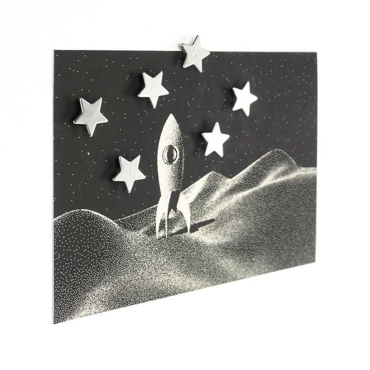 Magneter små stjärnor, 6 st, STAR, Ø 1,5 cm, Silver