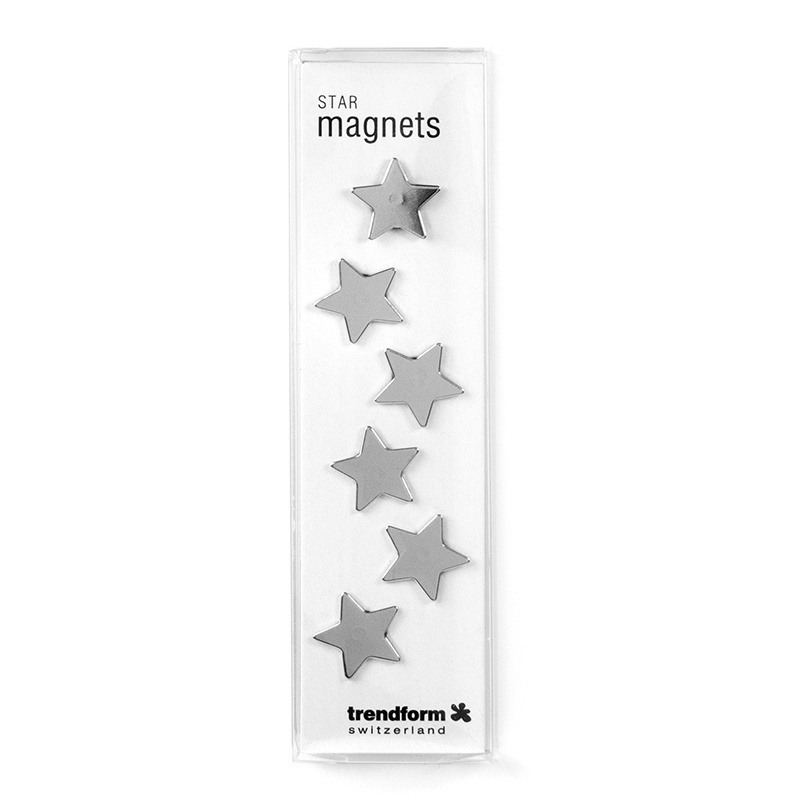 Magneter små stjärnor, 6 st, STAR, Ã˜ 1,5 cm, Silver