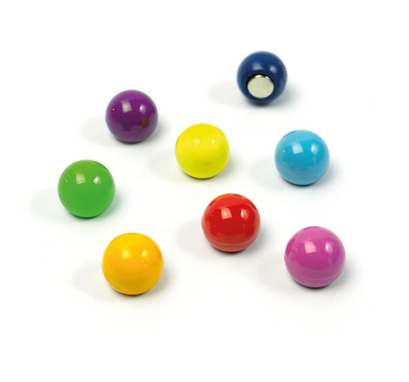 Magneter, 8 st, RAINBALL, Ø 1,1 cm, Glada färger