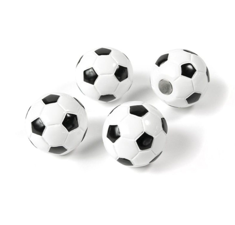 Magneter, Fotbollar, 4st, FOOTBALL, Ø 2,2 cm, Vit / svart