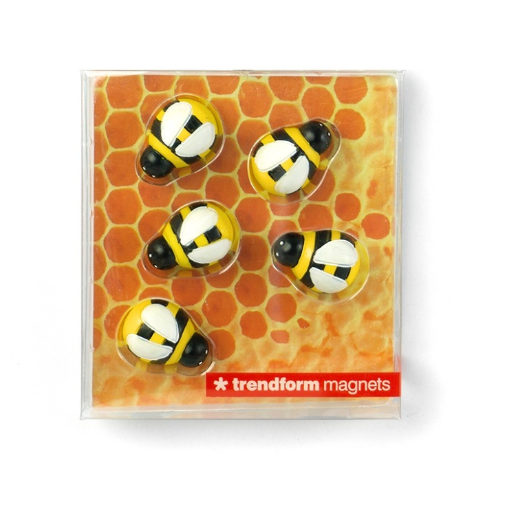 Magneter, Honungsbin, 5 st, HONEY BEE, Gul / Svart