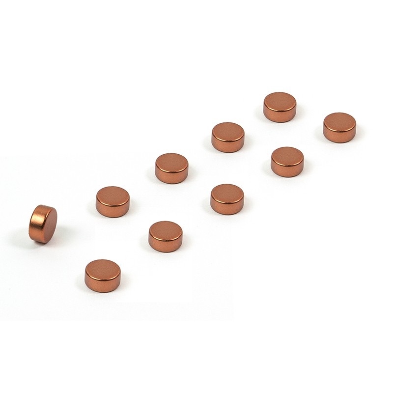 Magneter, mini, starka, 10 st, STEELY COPPER, Ø 0,6 x H 0,3 cm, Koppar