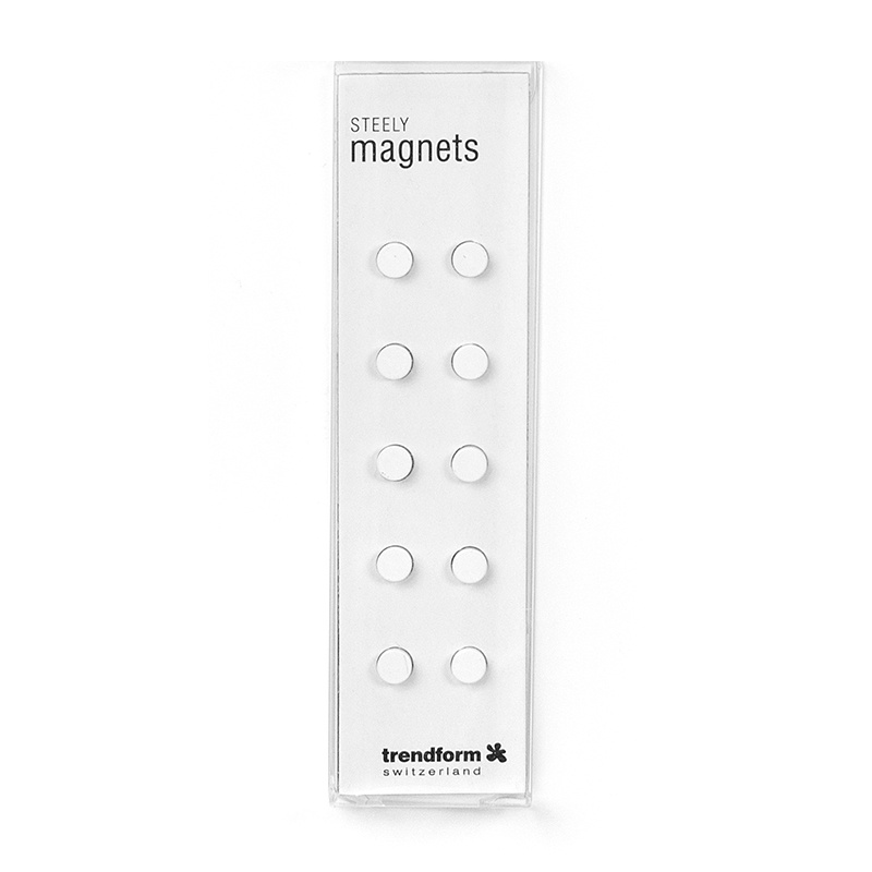 Magneter, mini, starka, 10 st, STEELY WHITE, Ø 0,6 x 0,3 cm, Vit