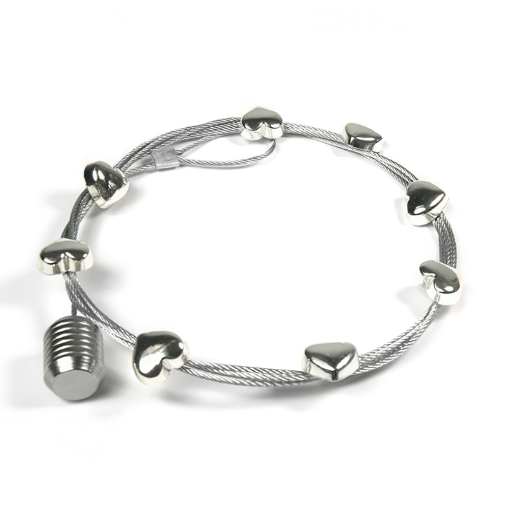 Magnetisk korthållare med 8 hjärt-magneter, Lodrät, SWEETHEART, H 150 cm, Silver