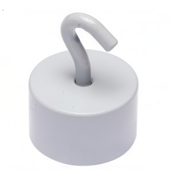 Magnetisk Krok, Super stark -16 kg, NEODYM LARGE, Ø 2,5 cm, Vit