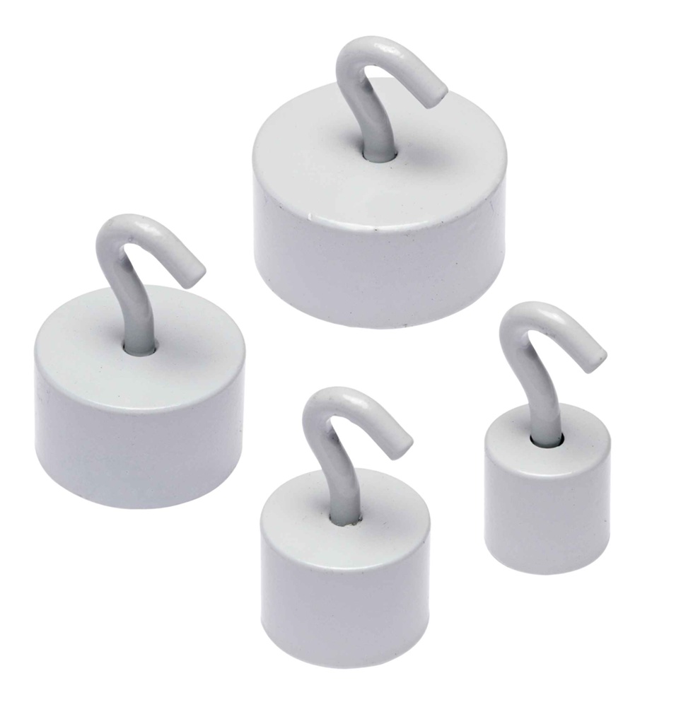 Magnetisk Krok, Super stark -16 kg, NEODYM LARGE, Ø 2,5 cm, Vit