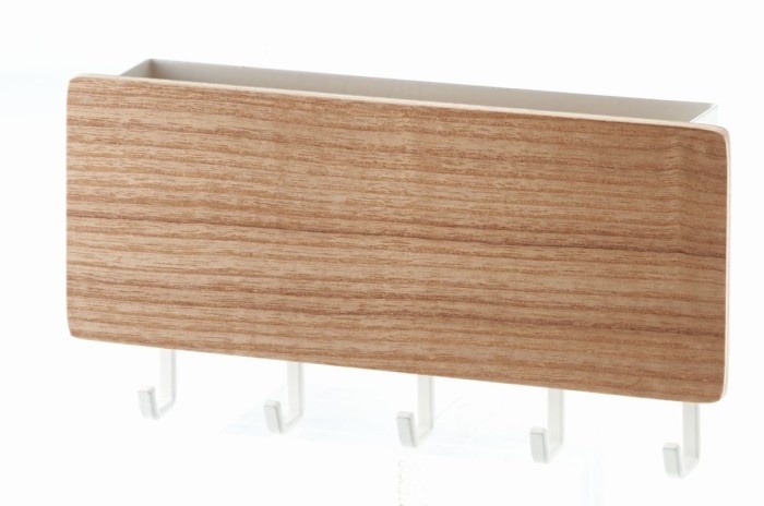 Magnetisk kroklist med förvaring, RIN KEY HOOK AND HOLDER, Yamazaki, Vit / natur