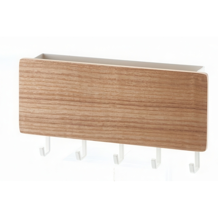 Magnetisk kroklist med förvaring, RIN KEY HOOK AND HOLDER, Yamazaki, Vit / natur