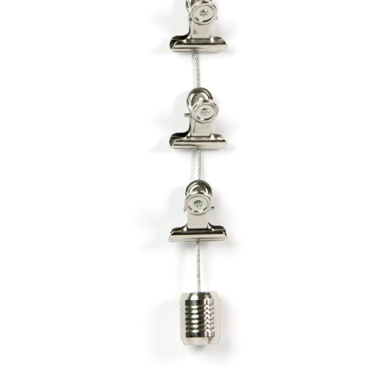 Magnetisk lina med 8 klämmor, Lodrät, CLIPS PHOTO WIRE, H 150 cm, Silver