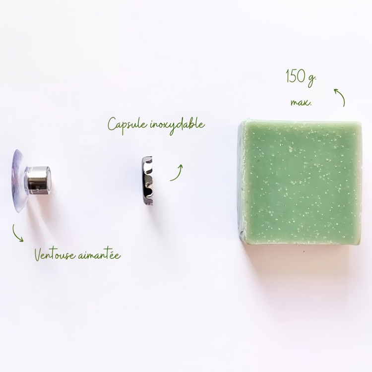 Magnetisk tvålhållare med sugpropp, MINIMALISTE PORTE SAVON, Ø 3,5 cm, Silver